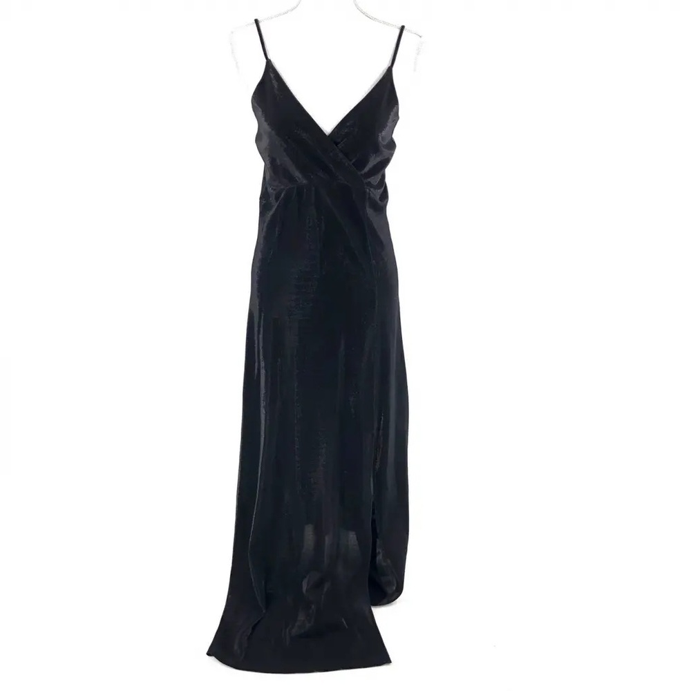 Federica Tosi Black Shimmer Sleeveless V Neck Evening Gown Sz S NWT